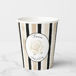 Vasos De Papel Boda de rayas de rosa blancas negras crema de cham