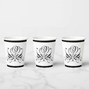 Vasos De Papel Boda de Rosa negro caligrafía