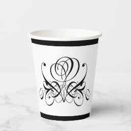 Vasos De Papel Boda de Rosa negro caligrafía