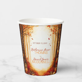 Vasos De Papel Boda de silueta de cosecha otoñal encantado