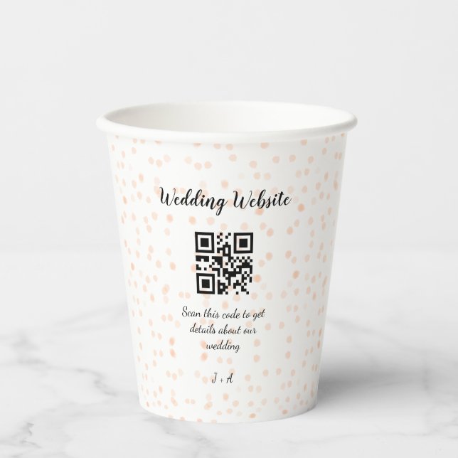 Vasos De Papel Boda de sitio web escanear código QR para obtener  (Anverso)