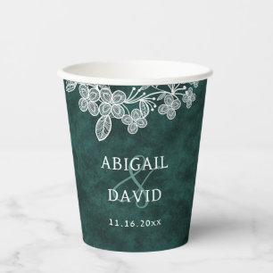 Vasos De Papel Boda de terciopelo verde esmeralda