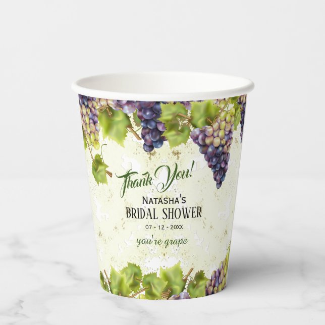 Vasos De Papel Boda de viñas mediterráneas de uva (Reverso )
