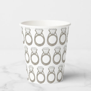 Vasos De Papel Boda del anillo del diamante compromiso ducha de n