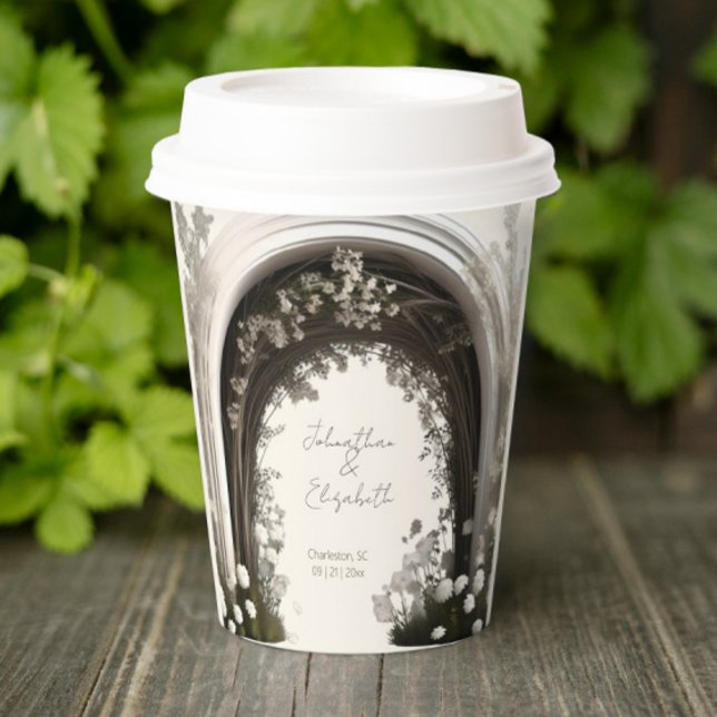 Vasos De Papel Boda del Arco Botánico Romántico Boho (Romantic Boho Botanical Arch Wedding Paper Cups)