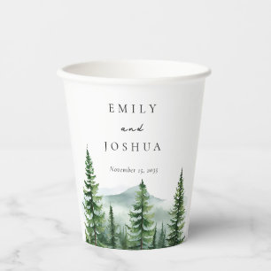 Vasos De Papel Boda del bosque de pinos rústicos