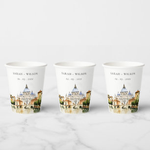 Vasos De Papel Boda del paisaje acuático de la Ciudad del Vatican
