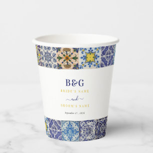 Vasos De Papel Boda del patrón de mosaicos portugués mediterráneo