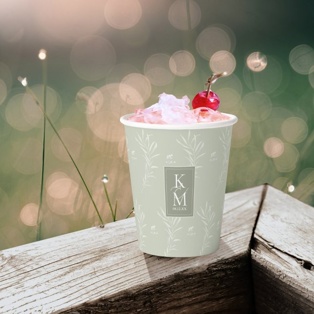 Vasos De Papel Boda del patrón Eucalyptus Green ID901 (Subido por el creador)