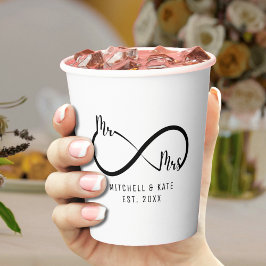 Vasos De Papel Boda del Símbolo del Infinito Sr. y Sra.