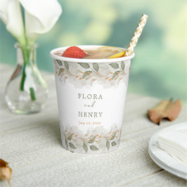 Vasos De Papel Boda elegante acuarela eucalipto verde