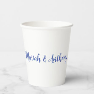 Vasos De Papel Boda Elegante Creativo Clásico Azul Blanco
