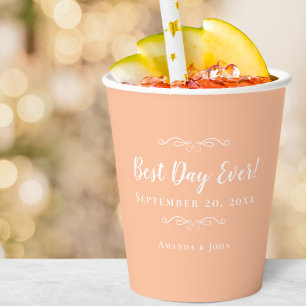Vasos De Papel Boda Elegante de Melocotón Mejor Día Fiesta de Mod
