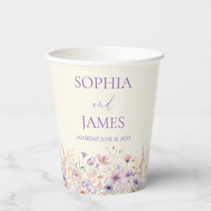 Vasos De Papel Boda elegante de prado de flores silvestres rosa p