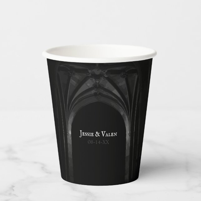Vasos De Papel Boda elegante del Arco Gótico (Anverso)