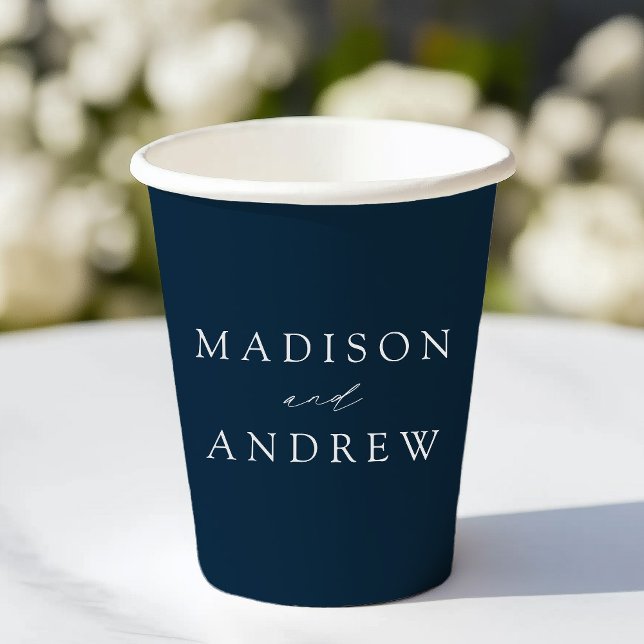 Vasos De Papel Boda elegante moderna de azul marino (Subido por el creador)