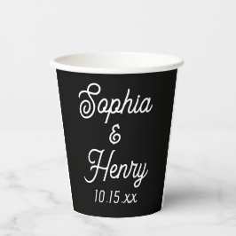 Vasos De Papel Boda Elegante Script Typography Black White