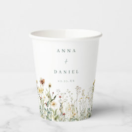 Vasos De Papel Boda en un prado de flores silvestres rústico