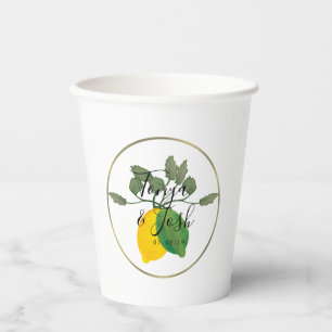 Vasos De Papel Boda Falso Oro Limoncello Lima Limón Acuarela