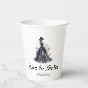Vasos De Papel Boda floral acuarela gótica negra 