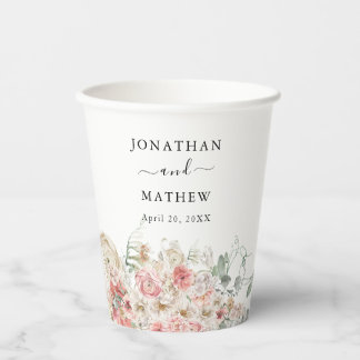 Vasos De Papel Boda floral acuarela jardín de verano