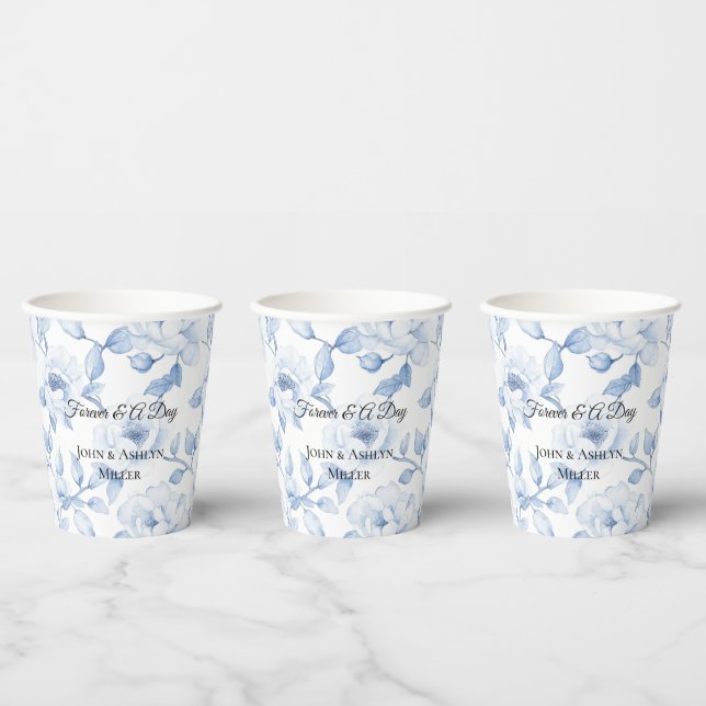 Vasos De Papel Boda floral azul blanco moda (Multi)