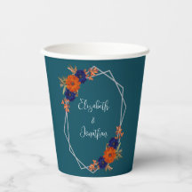 Boda floral azul de la Marina Naranja de otoño rus