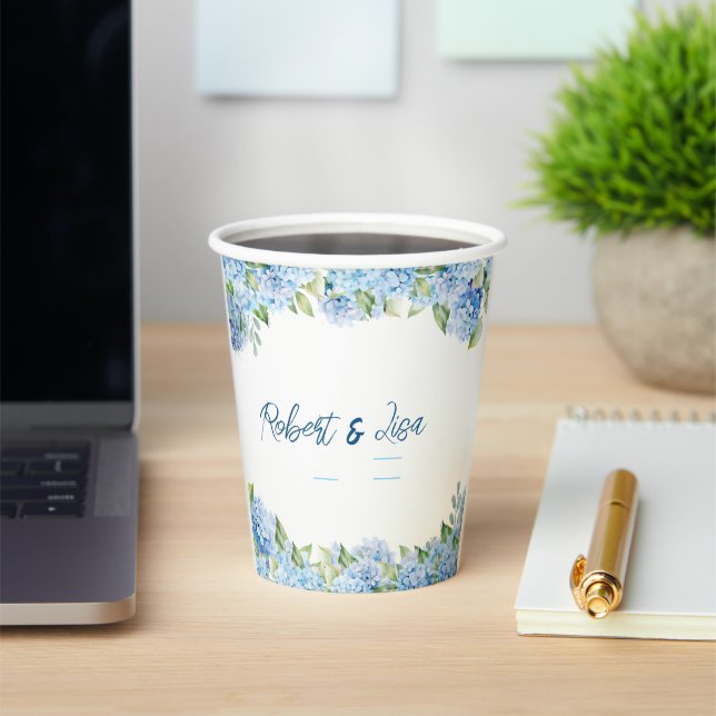 Vasos De Papel Boda floral azul elegante  (in situ)