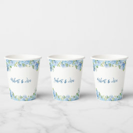 Vasos De Papel Boda floral azul elegante