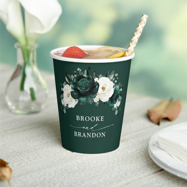 Vasos De Papel Boda Floral Blanca Eucalyptus (in situ)