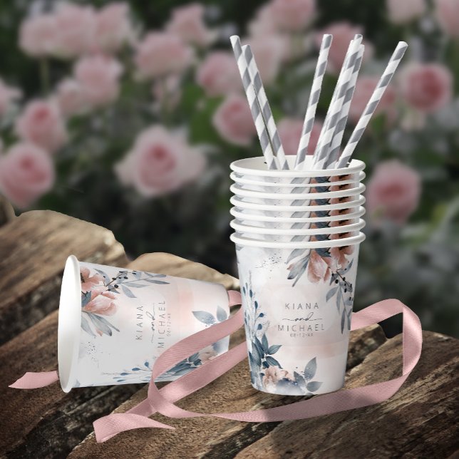 Vasos De Papel Boda floral caligrafía Dusty Blue ID771 (Subido por el creador)