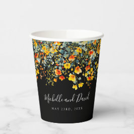 Vasos De Papel Boda floral colorido de color negro