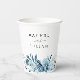 Vasos De Papel Boda floral de acuarela azul