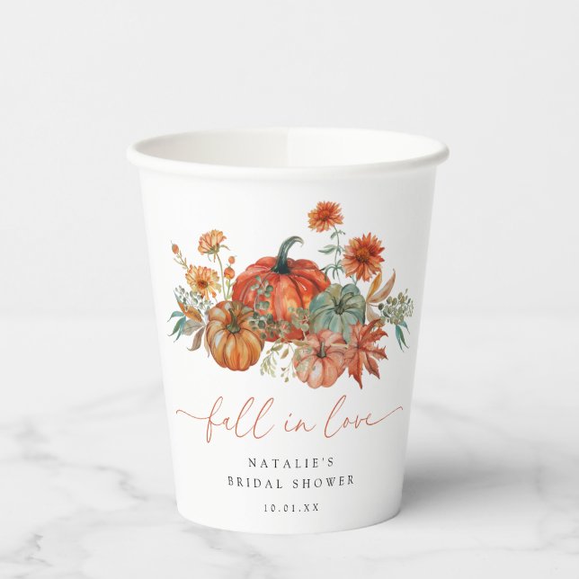 Vasos De Papel Boda Floral de Calabaza Otoño (Izquierda)
