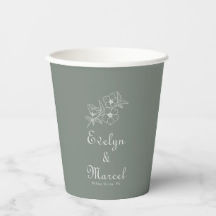 Vasos De Papel Boda floral de destino verde Boho
