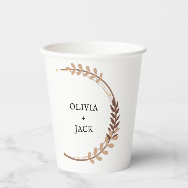 Vasos De Papel Boda floral de Moda bohemia (Anverso)