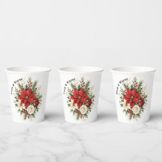 Vasos De Papel Boda Floral de Navidad Elegante