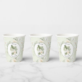 Vasos De Papel Boda floral de orquídea hibisco crema blanca menta