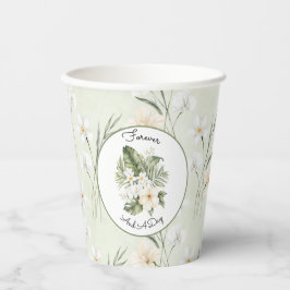 Vasos De Papel Boda floral de orquídea hibisco crema blanca menta