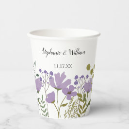 Vasos De Papel Boda floral Dusty Purple Spring Personalizado