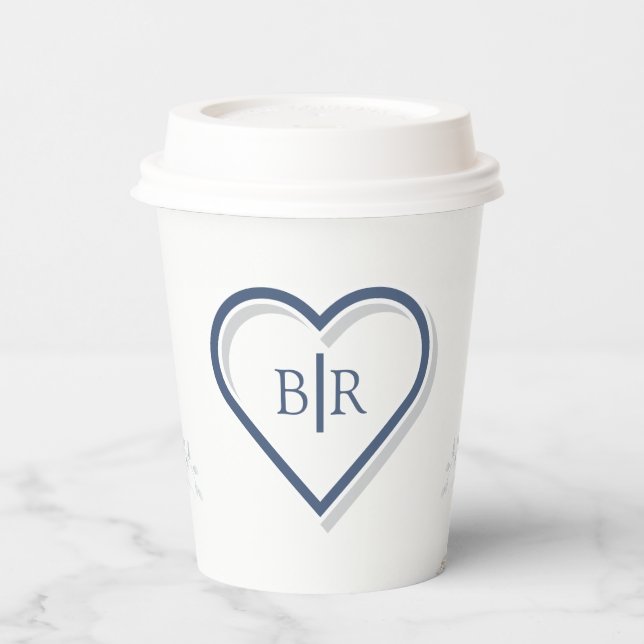 Vasos De Papel Boda floral elegante de acuarela azul (Izquierda)