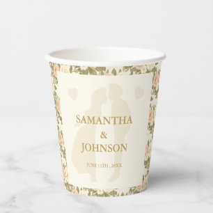 Vasos De Papel Boda Floral Marfil Vintage