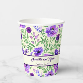 Vasos De Papel Boda floral morado y verde