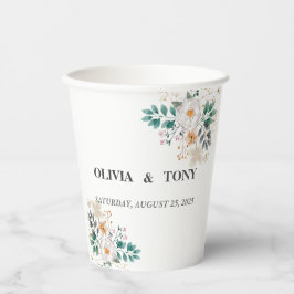 Vasos De Papel Boda floral romántico simple