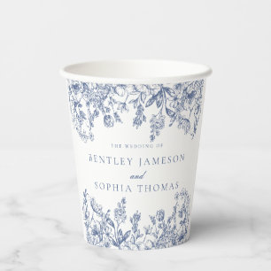 Vasos De Papel Boda floral vintage Chinoiserie azul