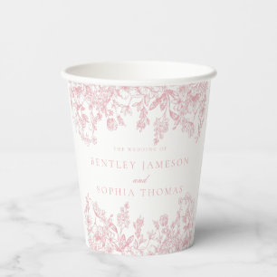 Vasos De Papel Boda floral vintage de Chinoiserie rosa