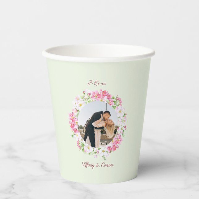 Vasos De Papel Boda fotográfico personalizado con Personalizado B (Anverso)