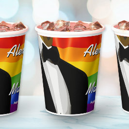 Vasos De Papel Boda Gay Moderna y Elegante Arcoíris de Hombres