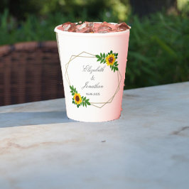 Vasos De Papel Boda geométrico de girasol