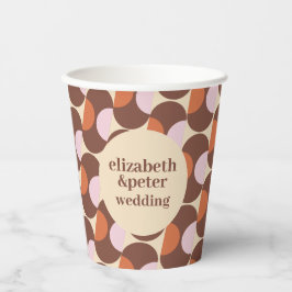 Vasos De Papel Boda geométrico Groovy Brown Retro 70